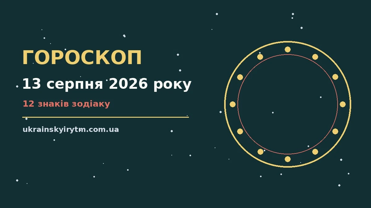 Зоряний гороскоп на 13 серпня 2026 року: знаки зодіаку, підказки та застереження на четвер